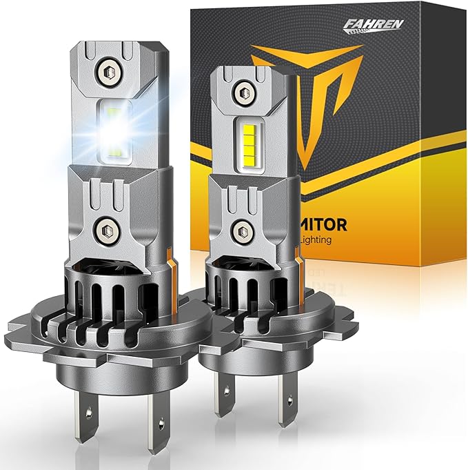 FAHREN Upgraded H7 Bulbs, 50000LM 1200% Ultra Bright 6500K White Light, Mini Size No Adapter Needed, Plug and Play HID H7 Fog Lights, IP68 Waterproof, Pack of 2