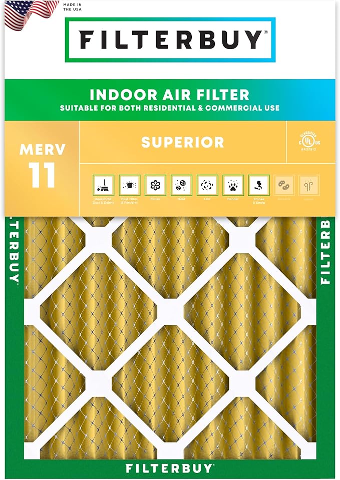 Filterbuy 20x23x4 Air Filter MERV 11 Superior Pet & Allergy Defense (1-Pack), Electrostatic Pleated HVAC AC Furnace Filters Replacement (Actual Size: 19.50 x 22.50 x 3.63)
