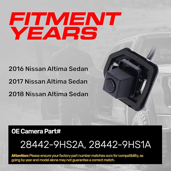 Master Tailgaters Replacement for Nissan Altima Sedan (2016-2018) Backup Camera OE Part # 28442-9HS2A, 28442-9HS1A