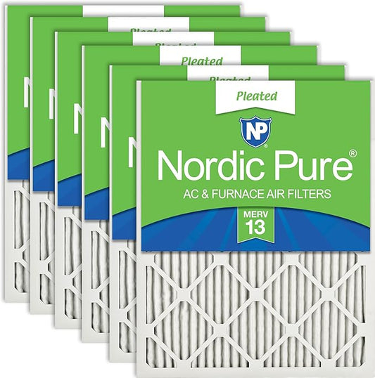 Nordic Pure 14x30x1 (Actual Size: 13 15/16 x 29 15/16 x 3/4) Pleated MERV 13 Air Filters 6 Pack