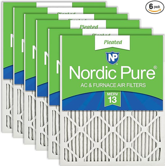 Nordic Pure 14x24x1 (Actual Size: 13 3/4 x 23 3/4 x 3/4) Pleated MERV 13 Air Filters 6 Pack