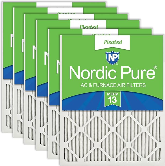 Nordic Pure 14x20x1 (Actual Size: 13 1/2 x 19 1/2 x 3/4) Pleated MERV 13 Air Filters 6 Pack