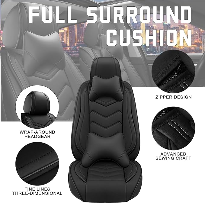 CTDS Car Seat Covers for Chevy Equinox 2005-2026, Stylish Sport Seat Cover, Premium Nappa Leather Car Seat Cover. Automobile Seat Covers Sets.(Luxury 5 Seats/Pure Black)