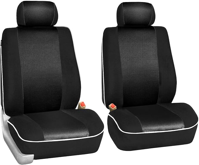 FH Group Universal Fit Front Set Black Car Seat Covers – Airbag Compatible, Washable Seat Covers for SUV, Sedan, and Van