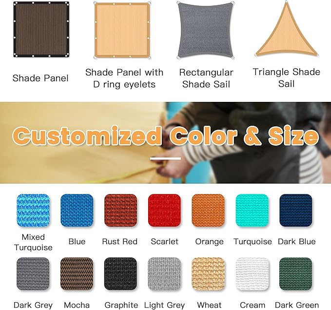 VICLLAX Shade Fabric Sun Shade Cloth Privacy Screen with Grommets for Patio Garden Pergola Cover Canopy 8x12 FT, Grey