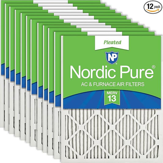 Nordic Pure 18x24x1 (Actual Size: 17 1/2 x 23 1/2 x 3/4) Pleated MERV 13 Air Filters 12 Pack