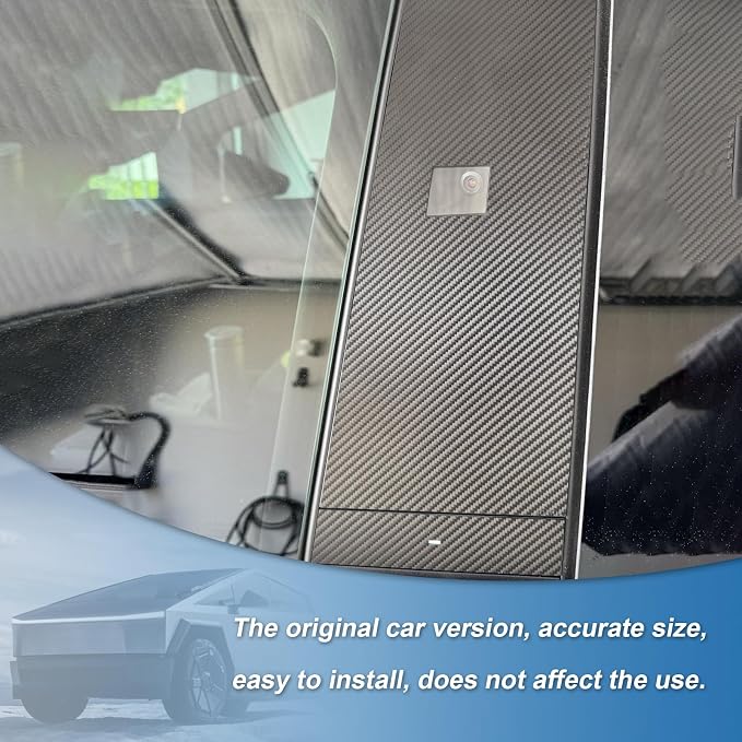 Carbon Fiber B-Pillar Trim Compatible with Tesla Cybertruck 2024-2026, Center Roof Support Pillar Trim, Exterior Door Pillar Protection Decor Sticker Accessories