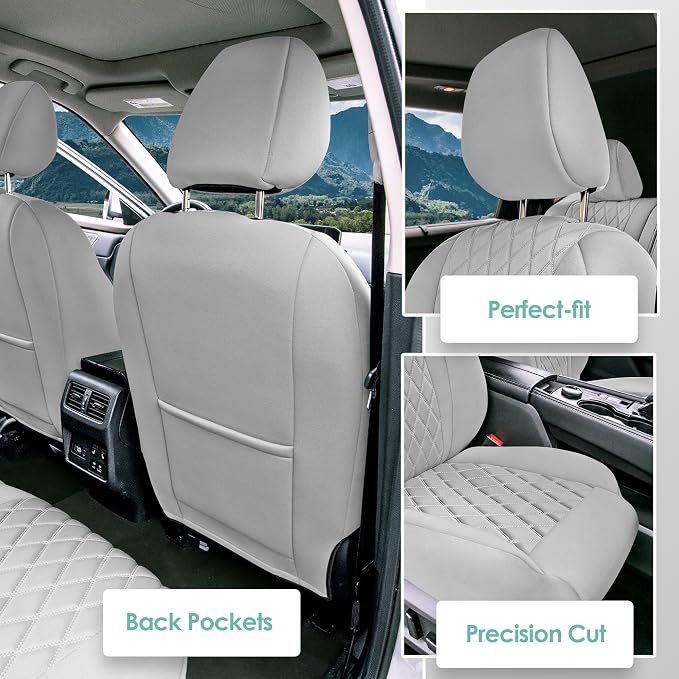 FH Group Custom-Fit Car Seat Covers Specifically Made for 2021-2026 Nissan Rogue, Front Set Solid Gray Ultraflex Neoprene Waterproof Automotive Seat Cover