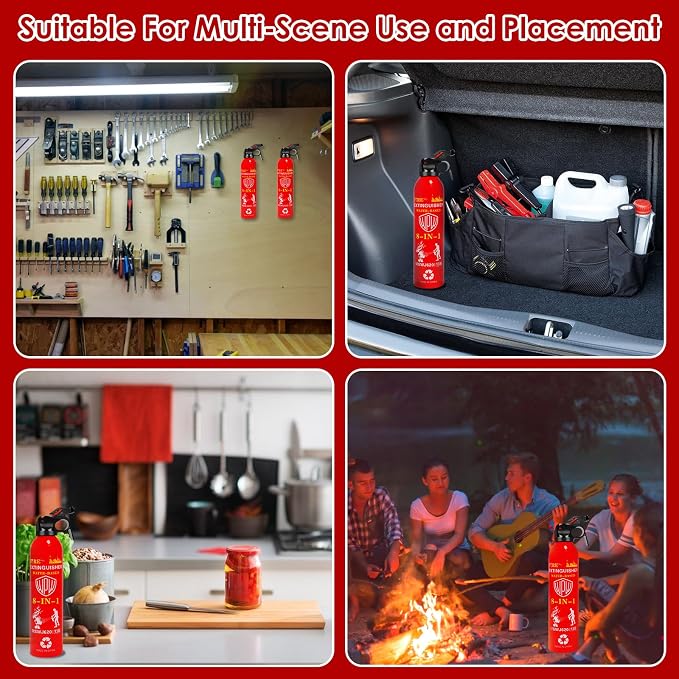 Large Upgraded 8-in-1 Fire Extinguisher for Home (3 Pack 21oz Each) with Wall Mount Portable Fire Extinguisher For Vehicle Car Boat Kitchen Emergency Supplies, Water-Based Solution For A, B, C, K Fire