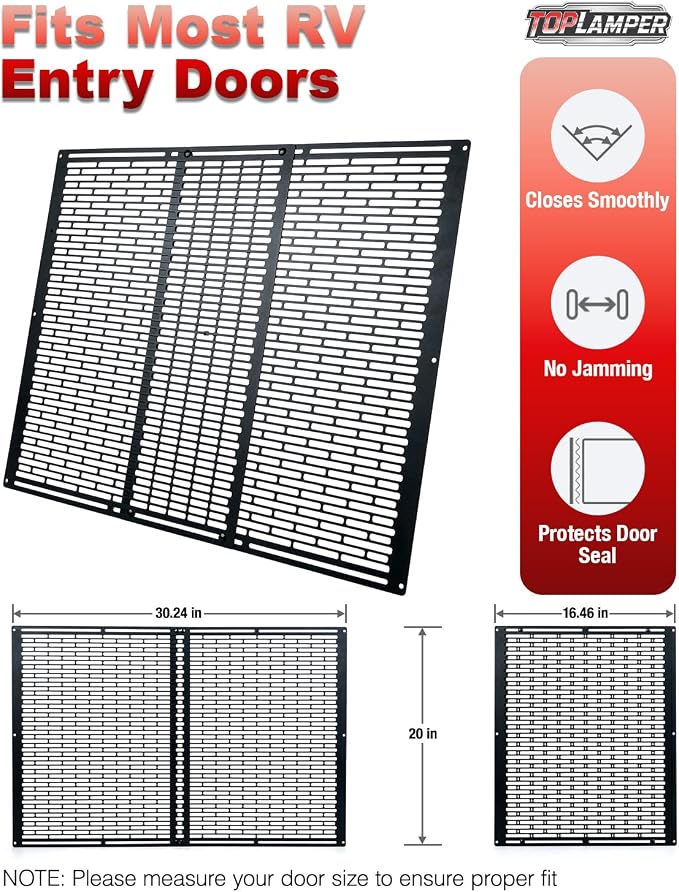 RV Screen Door Protector Heavy Duty Camper Screen Door Guard w/Screw Mount Powder-Coated Pet-Resistant Mesh Prevents Dogs Scratching, Screen Protector for RV Entry Doors (Patent Design)