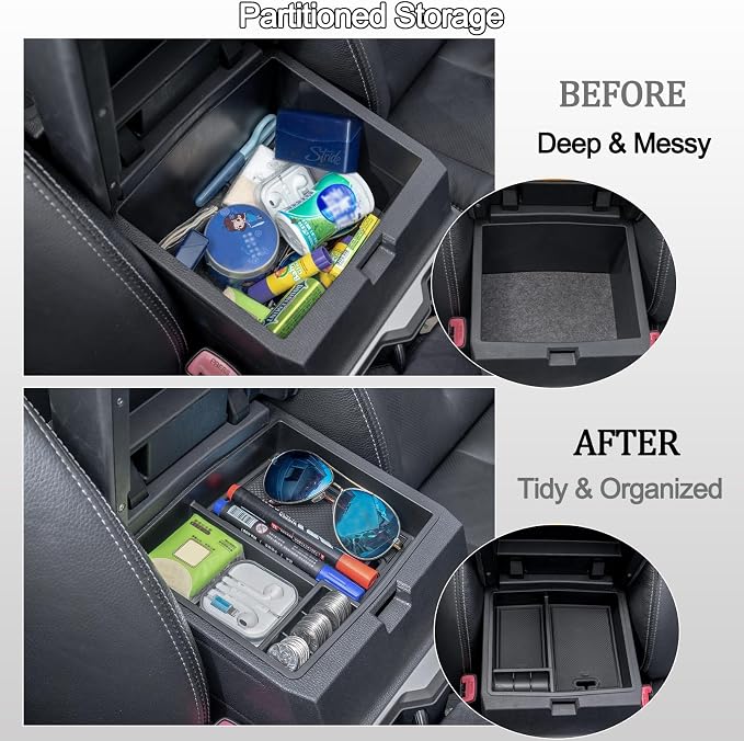 JDMCAR Center Console Organizer and One-Touch Hidden Storage Box Compatible with 2024 2025 Toyota Tacoma and 2025 4Runner Accessories