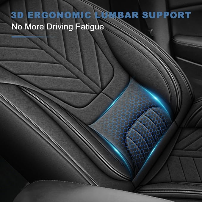 for Dodge RAM 1500 2500 3500 2012-2026 Front Seat Covers | Faux Leather Breathable Cooling Truck Bighorn Laramie Tradesman Crew Cab, Leather Seat Protector (2 Front Set, Black)
