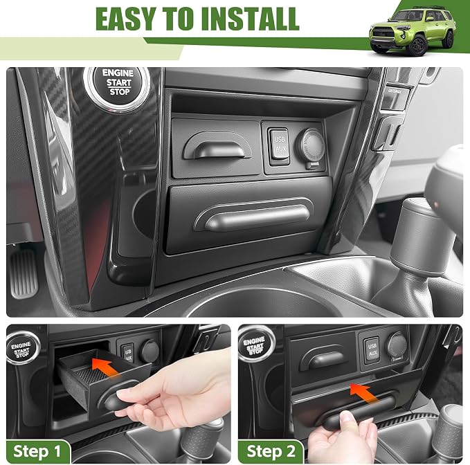 Center Console Organizer for 2014-2024 Toyota 4Runner Storage Box Drawer Inserts Tray for 4 Runner Interior Accessories(Fit 14-24/Drawer Organizer)