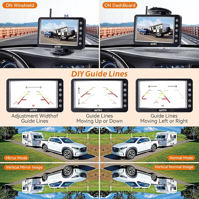 Wireless Backup Camera Magnetic Solar: Install-Free Bluetooth Strong Signal - 5in 1080P Scrath-Proof Rechargeable Wireless Rear View Camera for Trucks RVS Trailer Cars A26