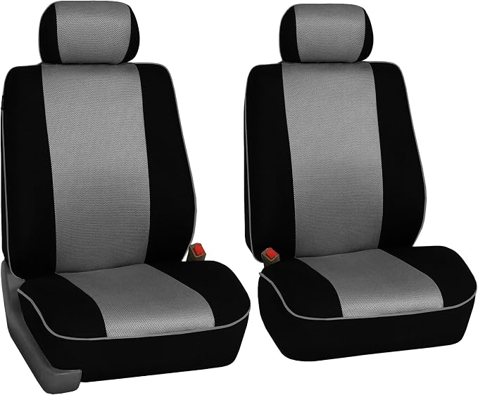 FH Group Universal Fit Front Set Gray Car Seat Covers – Airbag Compatible, Washable Seat Covers for SUV, Sedan, and Van