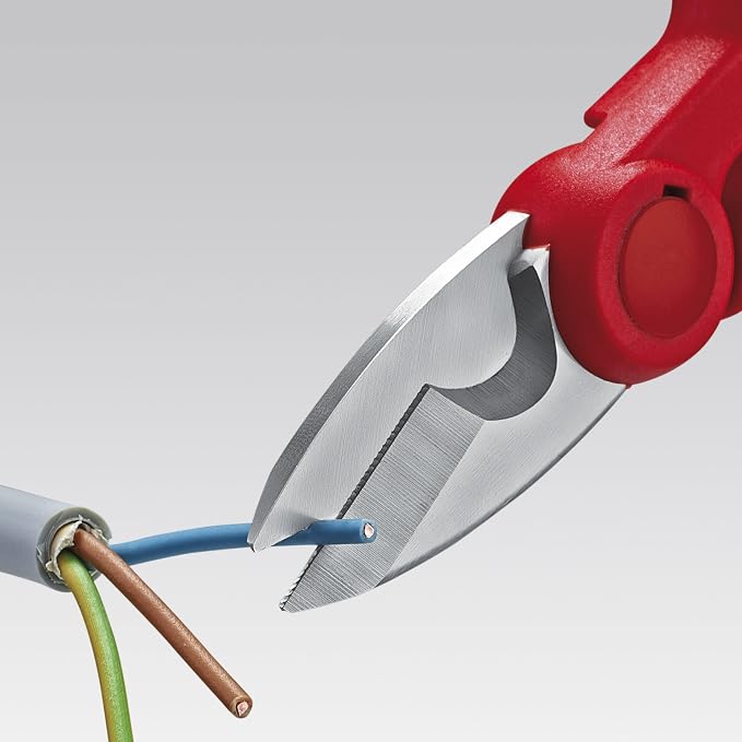 KNIPEX Tools Electrician's Shears (9505155SBA) and Long Nose Pliers With Cutter, Multi-Component (2612200) Bundle