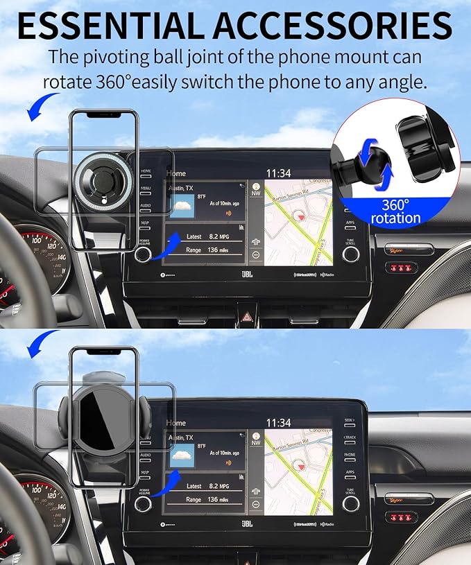 Magnetic Car Phone Mount for Toyota Camry 2021 2022 2023 2024 Accessories, for MagSafe Strong Magnets Cell Phone Holder 9-Inch Touch Screen Cradles, with Portable Phone Gripper 360° Rotation