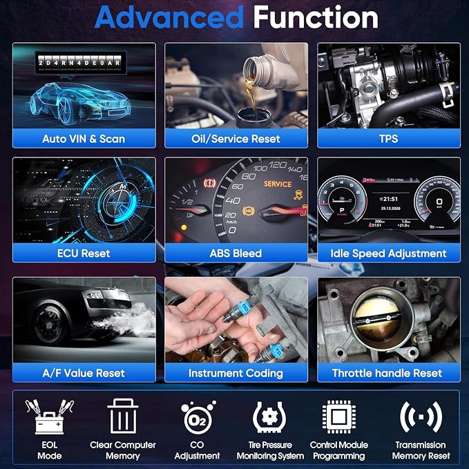 ANCEL MT700 7" Motorcycle Diagnostic Scanner, Professional Full System Powersports Scan Tool for BMW Ducati KTM Triumph Aprilia Harley Honda Yamaha, 35+ Service Functions, Active Test & ECU Diagnostic