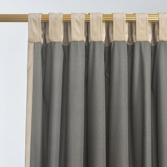 Roslynwood Luxury Soft Sand Velvet Curtains 96 inches Long Back Tab Thermal Insulated Blackout Window Drapes for Living Room/Bedroom/Dining Room, W52 x L96, 2 Panels