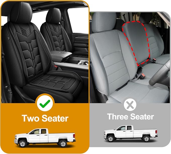 TTX LIGHTING Seat Covers Fit for Dodge RAM : 2012-2025 2026 Compatible with RAM 1500 2500 3500 Crew Quad Regular Cab Front Truck Pickup Car Seat Covers(2PCS Front, Blackline, Flat Bench)