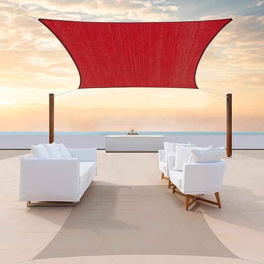 ColourTree 12' x 12' Red Square CTAPS12 Sun Shade Sail Canopy Mesh Fabric UV Block UPF50 - Commercial Heavy Duty - 190 GSM - 3 Years Warranty (We Make Custom Size)