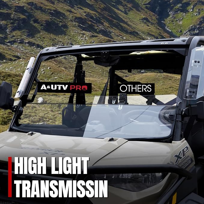 A & UTV PRO Front Half Windshield for 2017-2024 Polaris Ranger XP 1000 / Crew / Diesel / XP 900 Accessories Hard Coat PC Front Window Replace #2883301