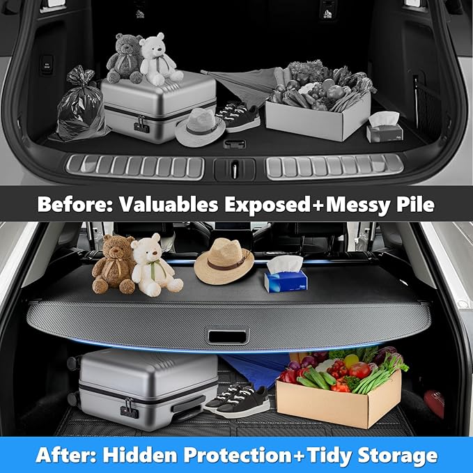 MIALUTY® Cargo Cover for 2018-2025 Cadillac XT5 Retractable Trunk Cover XT5 Accessories Anti-Peeping Anti-Theft Privacy Screen,Trunk Luggage Shield Shade Carbon Fiber Texture