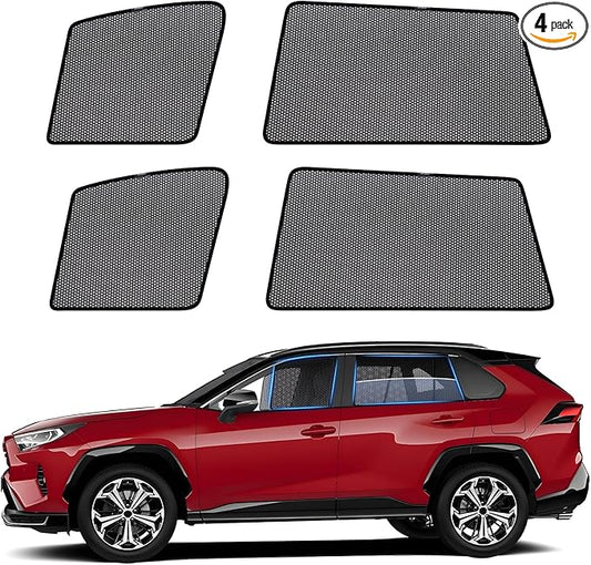 ZATOOTO Car Window Shades for Toyota RAV4 2019-2024, Car Window Cover for Side Window Sun Shade with Half-Cover Front Window Design for Rearview Sight, Visibility & UV Protection for Driving, Camping