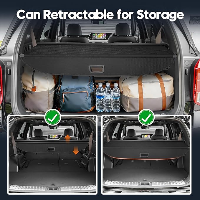 Powerty Retractable Cargo Cover for 2020-2025 Hyundai Palisade, Carbon Fiber Texture Trunk Cover Privacy Screen Rear Security Shade for Palisade Accessories