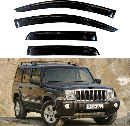 KPY Window Visors Compatible with Jeep Commander 2006-2010, 4PC Rain Guard Side Vent Deflectors Tape-On Style, 2006 2007 2008 2009 2010