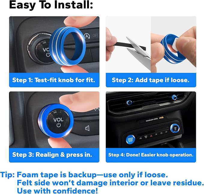 for 2025-2026 Ford Bronco Sport Accessories (Not for Bronco) 9PCS Aluminum Alloy Knob Cover Trim Set for Push Start, Volume, Air Vent Tabs, Headlight & Gear Shift Knob (Blue)