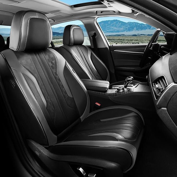 Coverado Car Seat Covers, Front Covers for Cars, Car Seat Cover Front Seats, Automotive Seat Cover, Waterproof, Leather Car Seat Cushion, Universal Interior Covers Seat Protectors for Most Cars