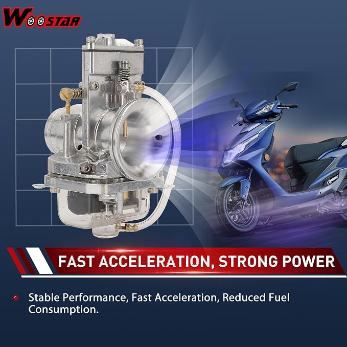 WOOSTAR 30mm Carburetor with Throttle Cable Replacement for YZ250F KX250F RMZ250 CRF250R CRF450R Lectron 2 Stroke Power Jet Carburetor 250cc 300cc 350cc 400cc 450cc Motorcycle