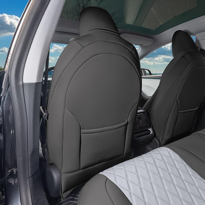 FH Group Custom Fit Seat Covers Compatible with Tesla Model 3 2024–2026 Front Set Seat Covers for Tesla Sedan (2 Front Seats + Console) Ultraflex Neoprene Car Seat Covers, Gray