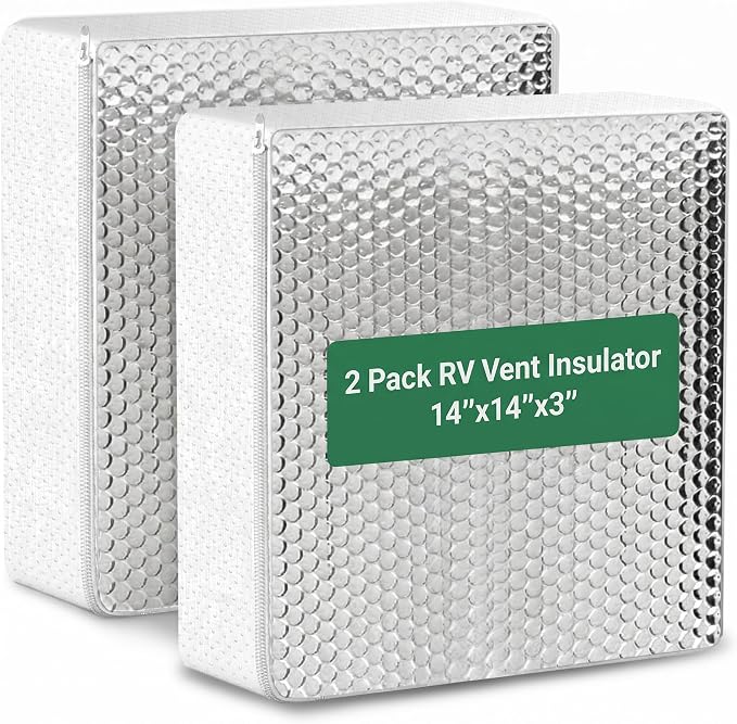 2 Pack RV Vent Insulator and Skylight Cover 14″x14″x3″ with UV Protection Layer Reduce Heat Transfer & Increase A/C Efficiency RV Accessories for Vent Inside Camper Trailer