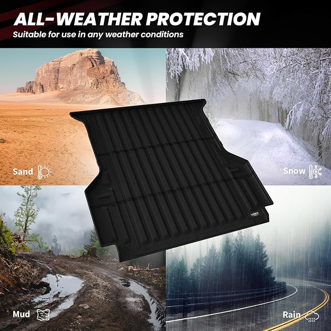 LASFIT Bed Mat for Ford Ranger 2026 2025 2024 5.0ft Truck Bed All Weather TPE Bed Liner Easy Clean Durable,Not Fit for Drop in Bedlienr
