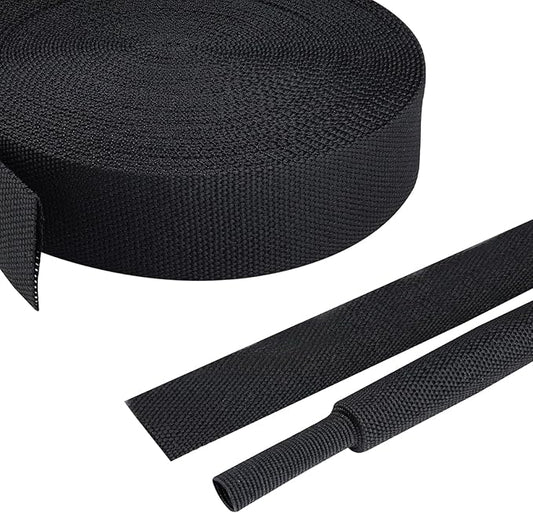2:1 Ratio Flat Heat Shrinkable Braided Sleeving,Electrical Insulating Tubing,Durable Automotive Fabric Harness Shrinking Sheath (3/4"-42ft)