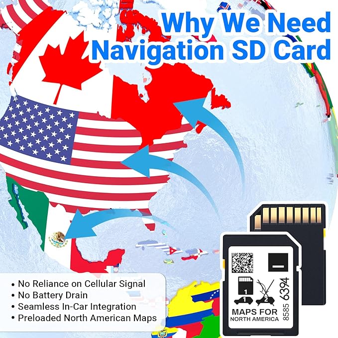 2026 Latest Navigation SD Card Fits for Chevrolet Cadillac Buick GMC Most Models | Accessories Part Number 8585 6394 | Maps Cover USA Canada Mexico | INFO 3 Map Update-V.2024