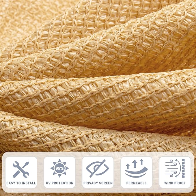 Cool Area Sun Shade Cloth with Grommets 5×24 FT Shade Panel Shade Tarp Screen Fabic for Outdoor Patio Pergola Cover Deck Garden, Sand (Customized)