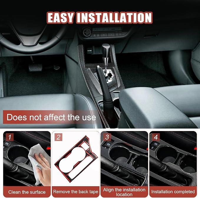 Carbon Fiber Center Console Gear Shift Panel Cover Cup Holder Panel Cover Compatible with Toyota Corolla Sedan 2014–2019