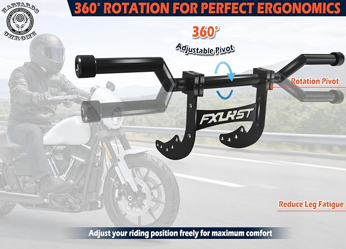 Adjustable Ergonomics 360° Rotating Engine Guard 1-1/4" Heavy Duty Crash Bar for Harley Softail Low Rider/Street Bob/Low Rider S/Low Rider ST 2018-2026 (Engine Guard)
