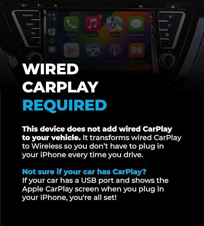 AutoSky Wireless CarPlay Adapter 2025 Pro Edition - Fastest and Most Compact Wireless CarPlay Adapter Factory Wired CarPlay Cars – USB-A and USB-C Cables – Wired CarPlay Required - OTA Updates.