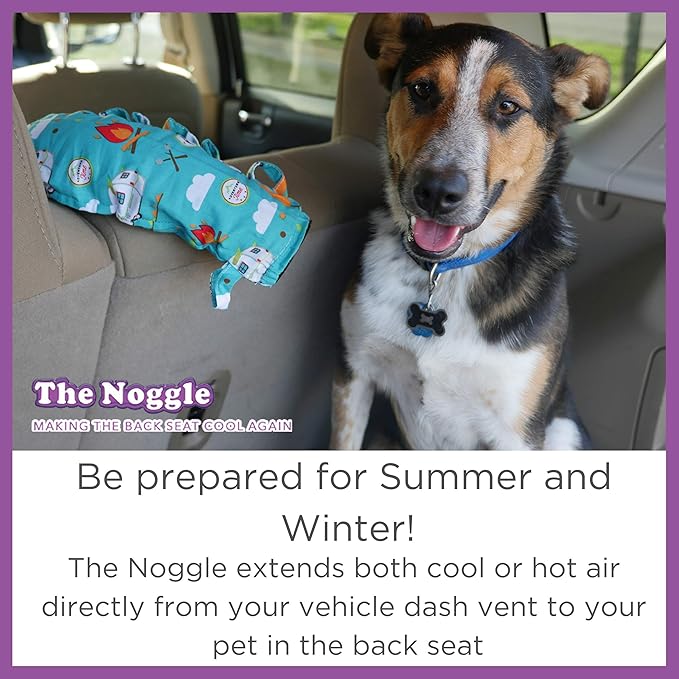 The Pet Noggle - Extend Hot and Cold Air From Your Dash AC Vent to Pets in the Back Seat - Summer and Winter Vehicle Traveling System to Keep Dogs and Cats Comfortable in the Car - 10ft, Black Ice