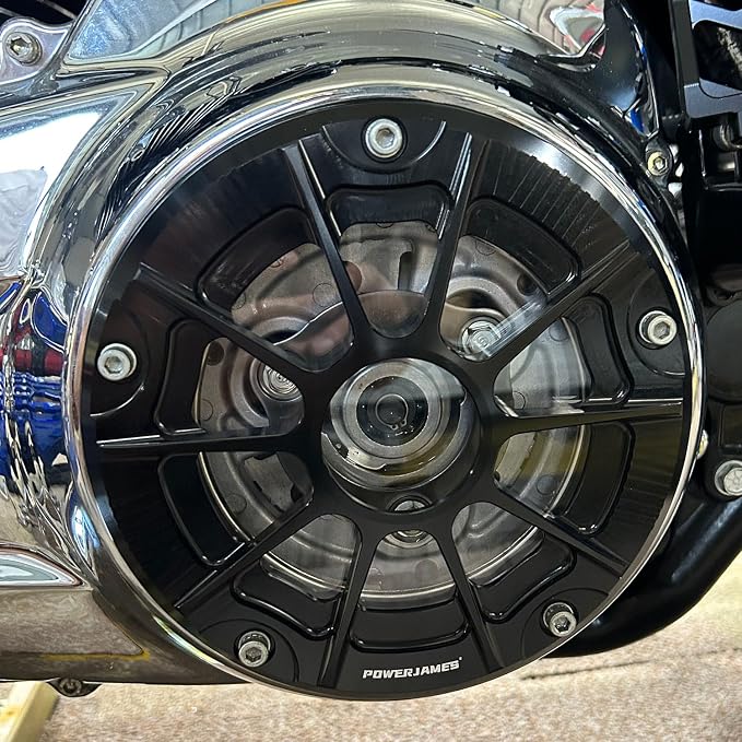 POWER JAMES Black 7.7" Visible Derby Cover Primary Clutch Cover with Tranparent Acrylic PC Glass Fits for Harley Davidson 2016-2024 Touring FLHX, FLHR, FLTR (Black)