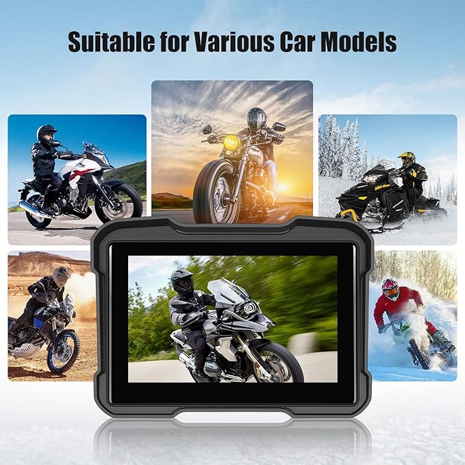 Motorcycle GPS Navigation System with Wireless Carplay Android Auto 5" Moto CarPlay Screen with Dual Bluetooth, Navigation/Siri/G00gle Assistant Waterproof