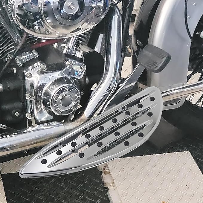 Front Driver Floorboard CNC Foot Pegs Rider Footboards Pedal Fit For Harley Touring Road King Road Glide Electra Glide Street Glide 1986-2025 Softail FL 1986-2017 (Chrome)
