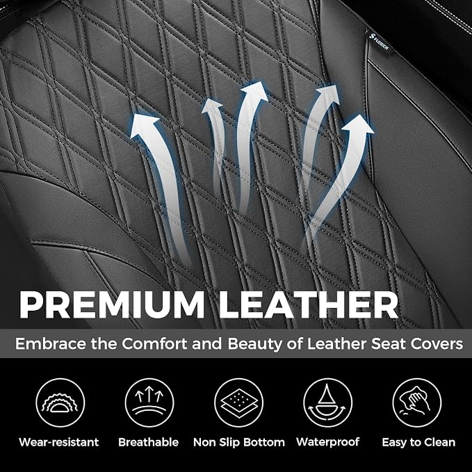 FLORICH Car Seat Covers Front Seat, Leather Seat Covers for Cars Breathable, Car Seat Protector Waterproof, Universal Automotive Seat Covers, Front Car Seat Cover Fit for Most Sedans SUV Pick-up Truck