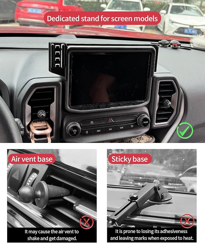 Wireless Charging Car Phone Holder for Ford Bronco Sport 2021-2024, 8" Screen Fixed Clip, 360° Rotation Car Phone Mount Compatible with MagSafe