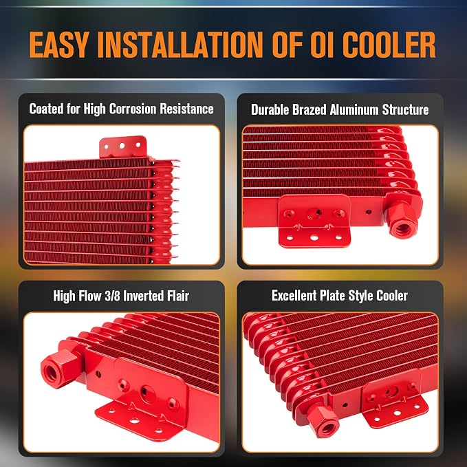 LPD47391 40k Transmission Oil Cooler, Heavy Duty 40,000 GVW Max, Low Pressure Drop, Compatible with Tru-Cool,Includes Mounting Hardware-Ideal for Heavy Vehicles,40,000 GVW transmission cooler (red)
