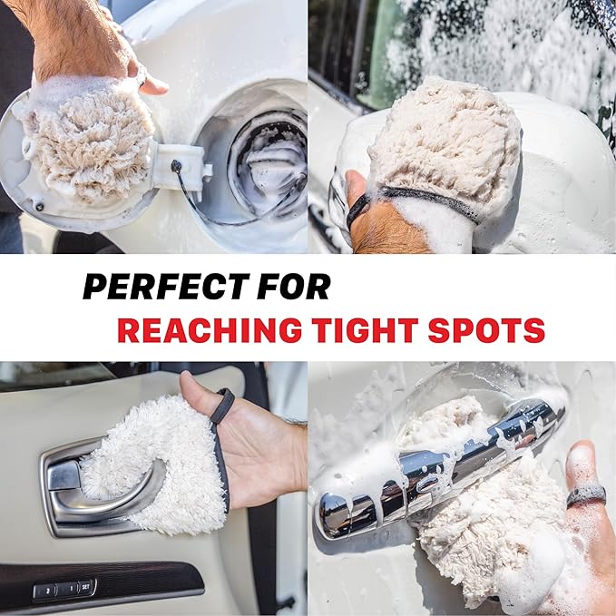 Maxshine Universal 2-Pack Professional Microfiber Wash Mitts – Finger Wheel Mitt & Dusting Mitt Set – Ideal for Small Area Cleaning, Car Washing & Detailing – Premium Auto Detailing Accessories